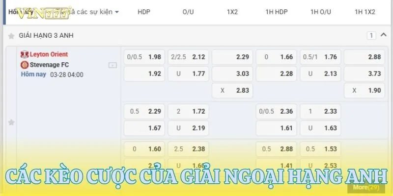 Tổng hợp các loại kèo trong giải